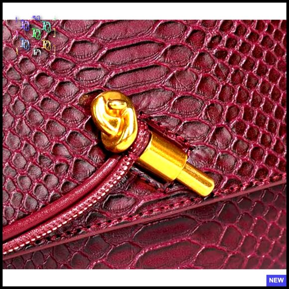 Leather Clutch Bag Crocodile Print Elegant Evening Handbag Crossbody Tote - Picture 5 of 6